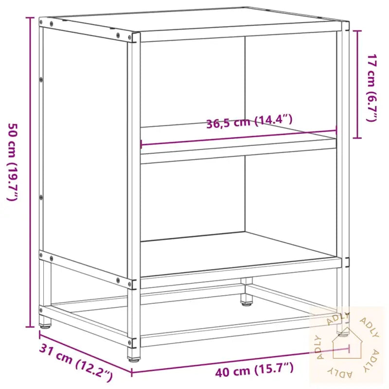 Nattbord Sonoma Eik 40X31X50 Cm Konstruert Tre Og Metall
