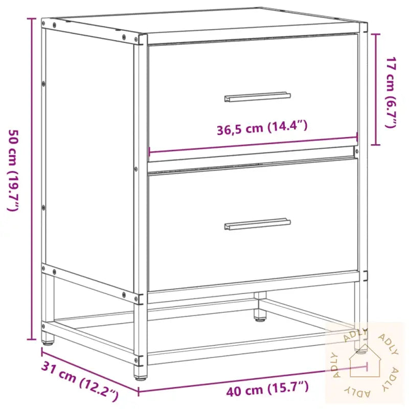 Nattbord Sonoma Eik 40X31X50 Cm Konstruert Tre