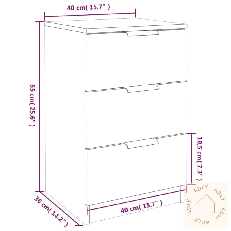 Nattbord 2 Stk Sonoma Eik 40X36X65 Cm