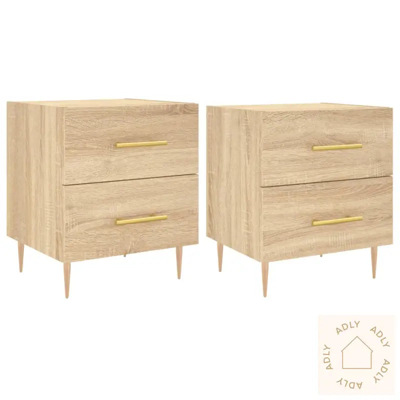 Nattbord 2 Stk Sonoma Eik 40X35X47,5 Cm Konstruert Tre