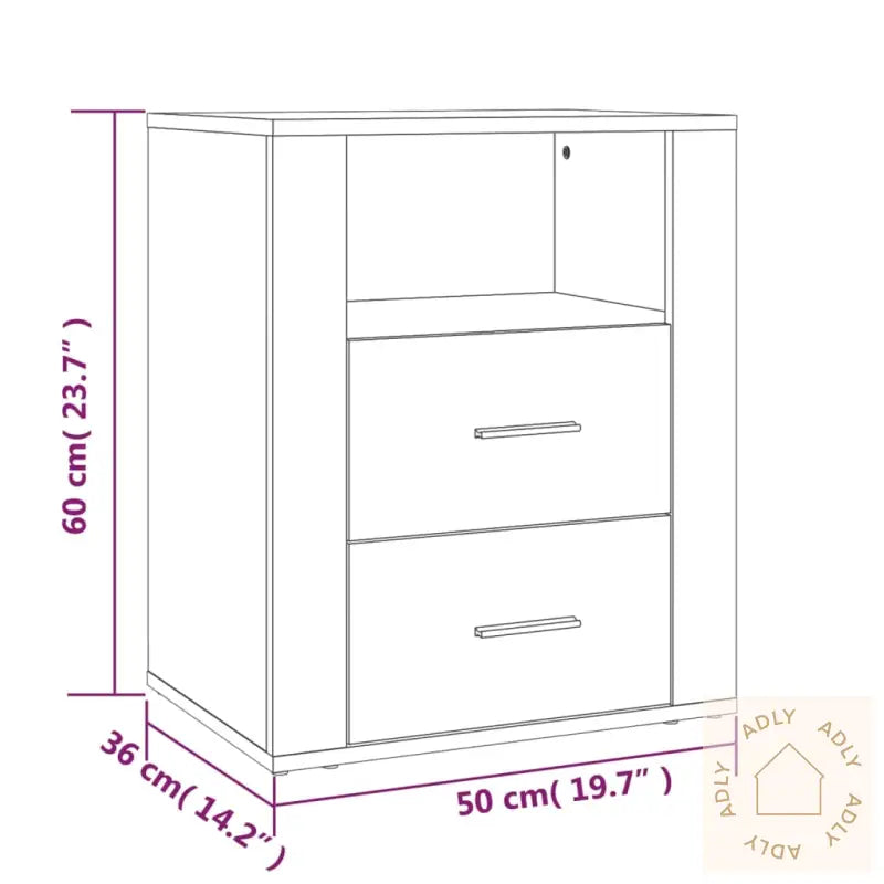 Nattbord Sonoma Eik 50X36X60 Cm Konstruert Tre