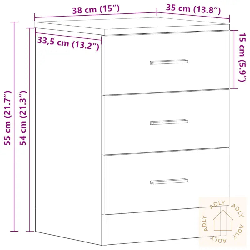 Nattbord Sonoma Eik 38X35X56 Cm Konstruert Tre