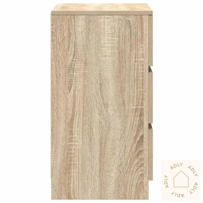 Nattskap Med 3 Skuffer 2 Stk Sonoma Eik 39X35X65 Cm