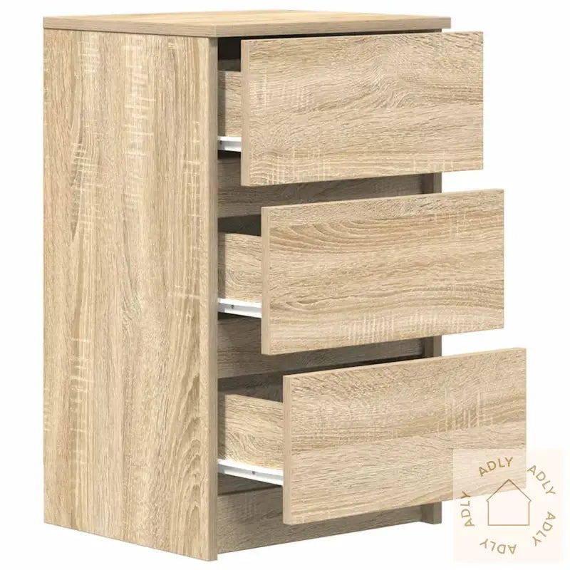Nattskap Med 3 Skuffer 2 Stk Sonoma Eik 39X35X65 Cm