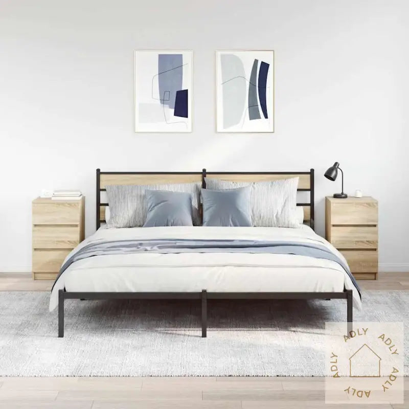 Nattskap Med 3 Skuffer 2 Stk Sonoma Eik 39X35X65 Cm
