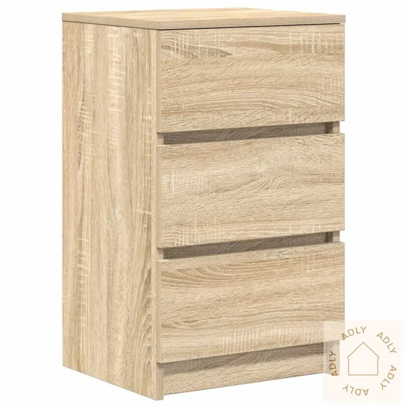 Nattskap Med 3 Skuffer 2 Stk Sonoma Eik 39X35X65 Cm