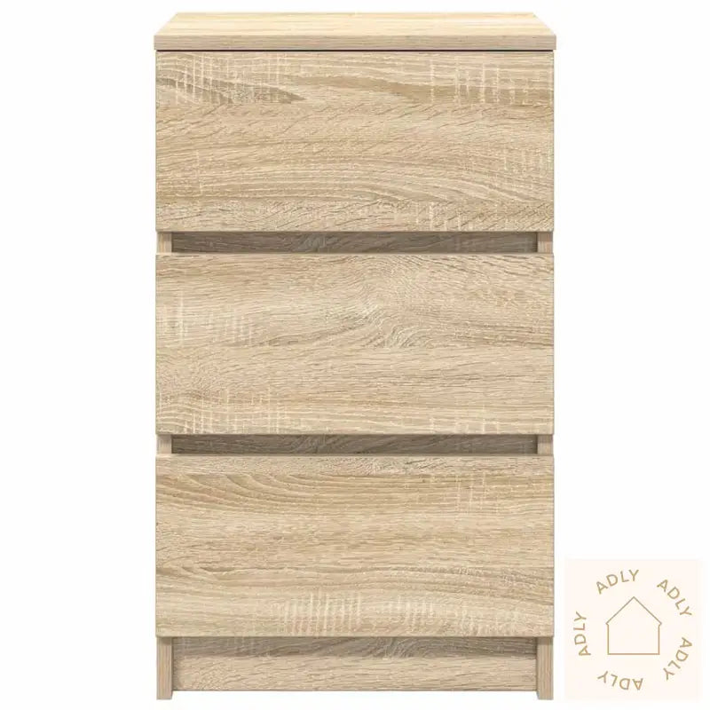 Nattskap Med 3 Skuffer 2 Stk Sonoma Eik 39X35X65 Cm