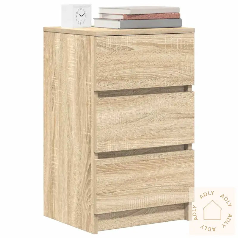 Nattskap Med 3 Skuffer 2 Stk Sonoma Eik 39X35X65 Cm