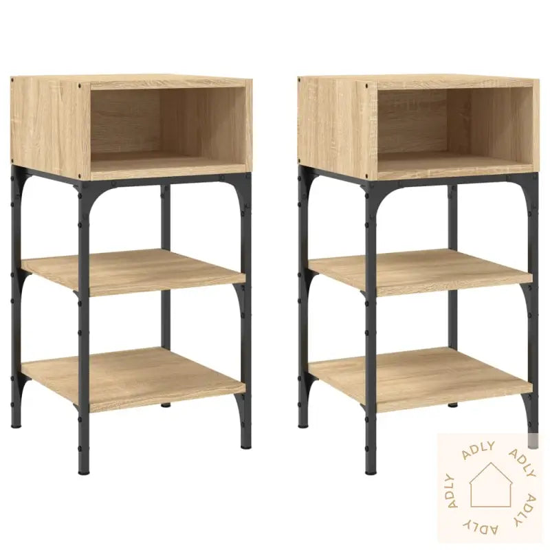 Nattbord 2 Stk Sonoma Eik 35X34,5X70 Cm Konstruert Tre
