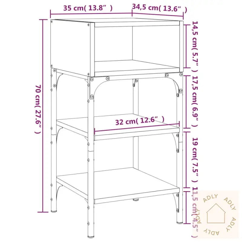 Nattbord 2 Stk Sonoma Eik 35X34,5X70 Cm Konstruert Tre