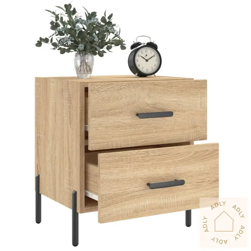 Nattbord 2 Stk Sonoma Eik 40X35X47,5 Cm Konstruert Tre