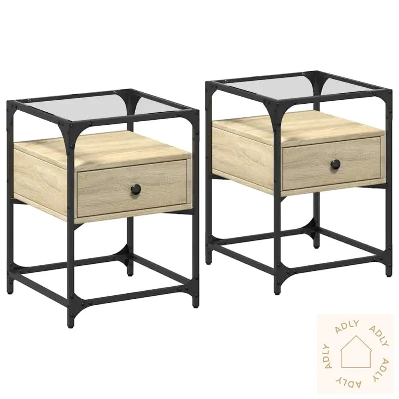 Nattbord 2 Stk Sonoma Eik 40X40X55 Cm Konstruert Tre