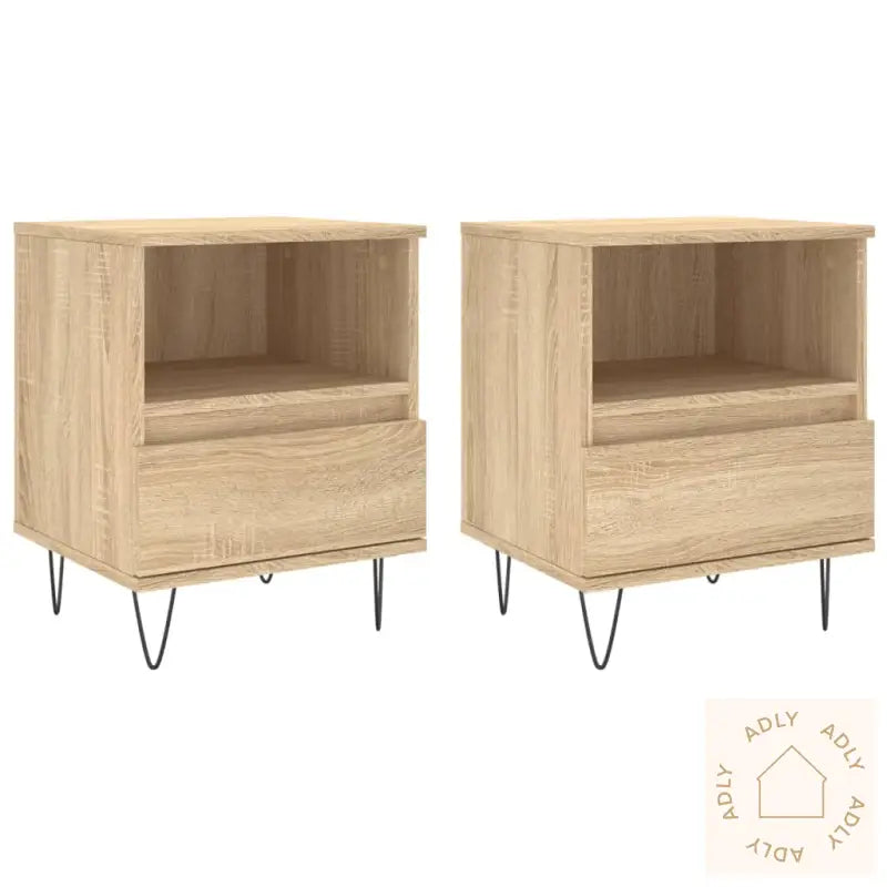 Nattbord 2 Stk Sonoma Eik 40X35X50 Cm Konstruert Tre