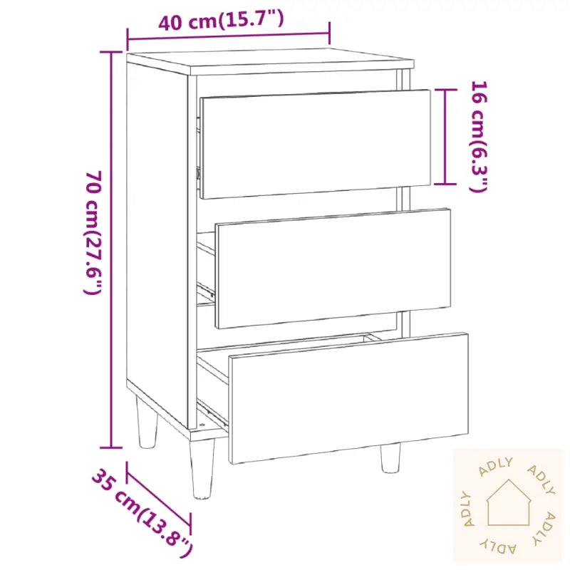 Nattbord Sonoma Eik 40X35X70 Cm Konstruert Tre