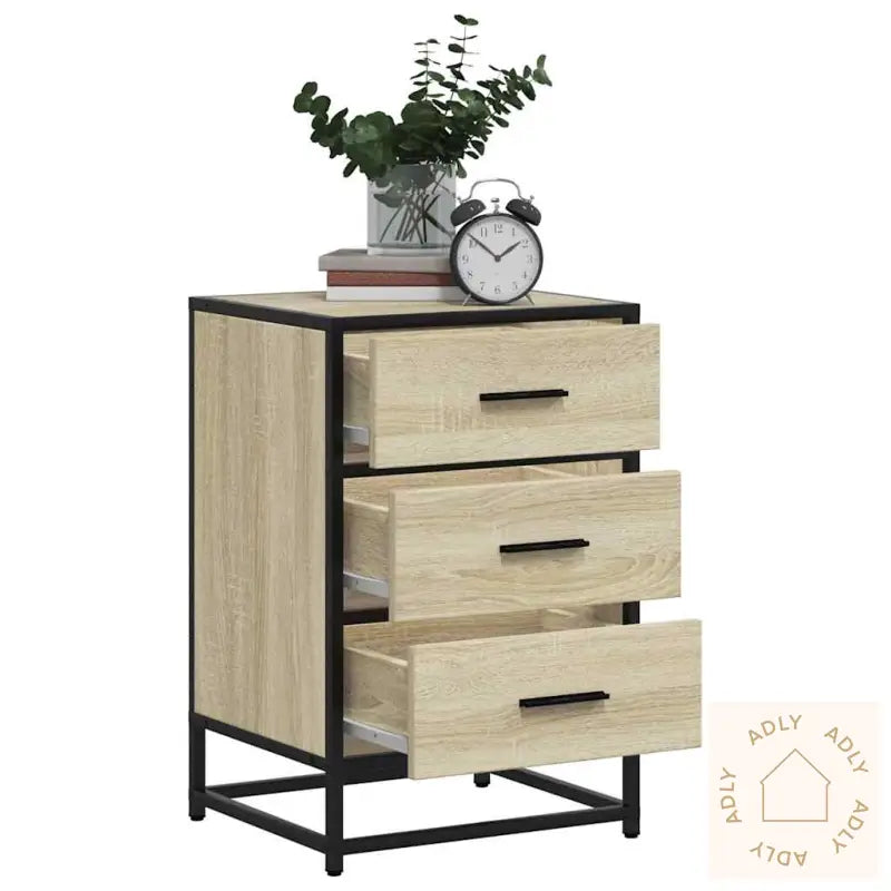 Nattbord Sonoma Eik 40X34,5X60 Cm Konstruert Tre Og Metall