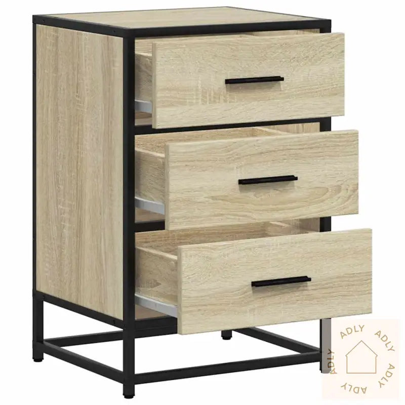 Nattbord Sonoma Eik 40X34,5X60 Cm Konstruert Tre Og Metall
