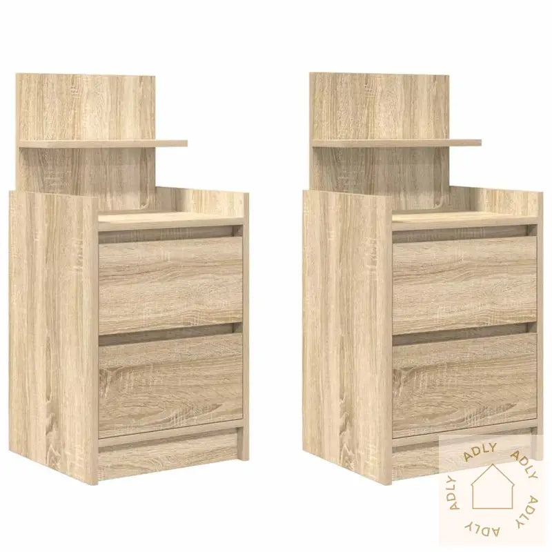 Nattskap Med 2 Skuffer 2 Stk Sonoma Eik 38X34X80 Cm