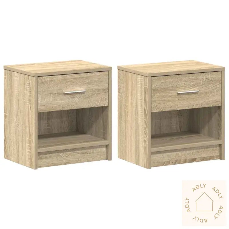 Nattbord 2 Stk Med Skuff Sonoma Eik 39X28X41 Cm
