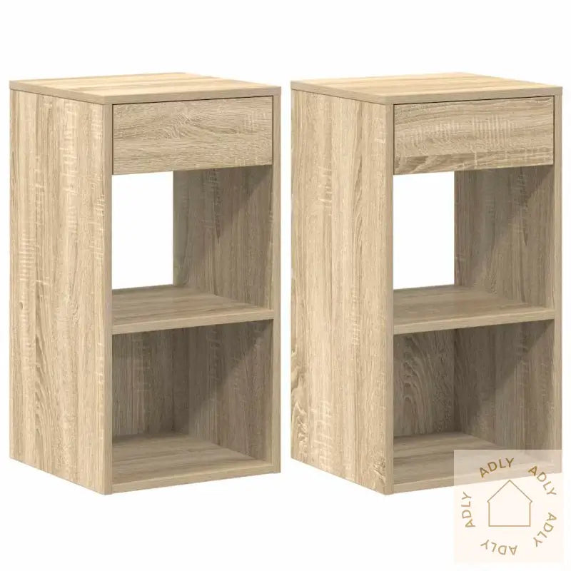 Nattbord Med Skuff 2 Stk Sonoma Eik 35X34X66,5 Cm
