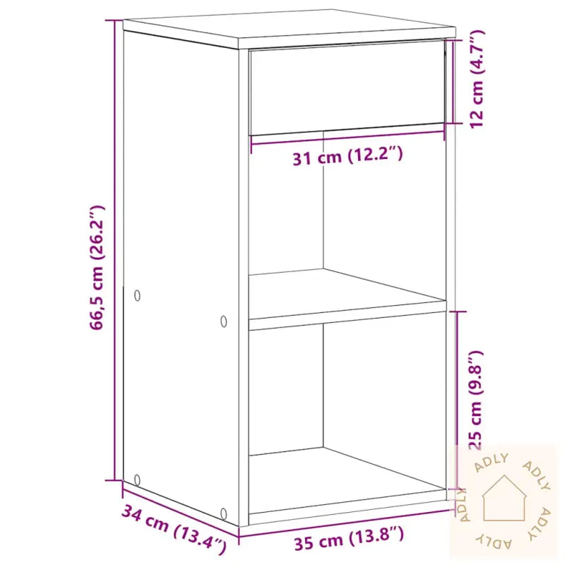 Nattbord Med Skuff 2 Stk Sonoma Eik 35X34X66,5 Cm