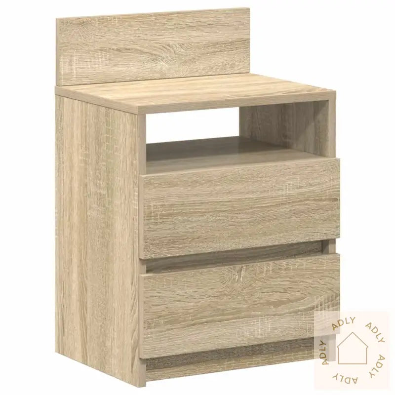 Nattbord Med 2 Skuffer Sonoma Eik 40X33X60 Cm
