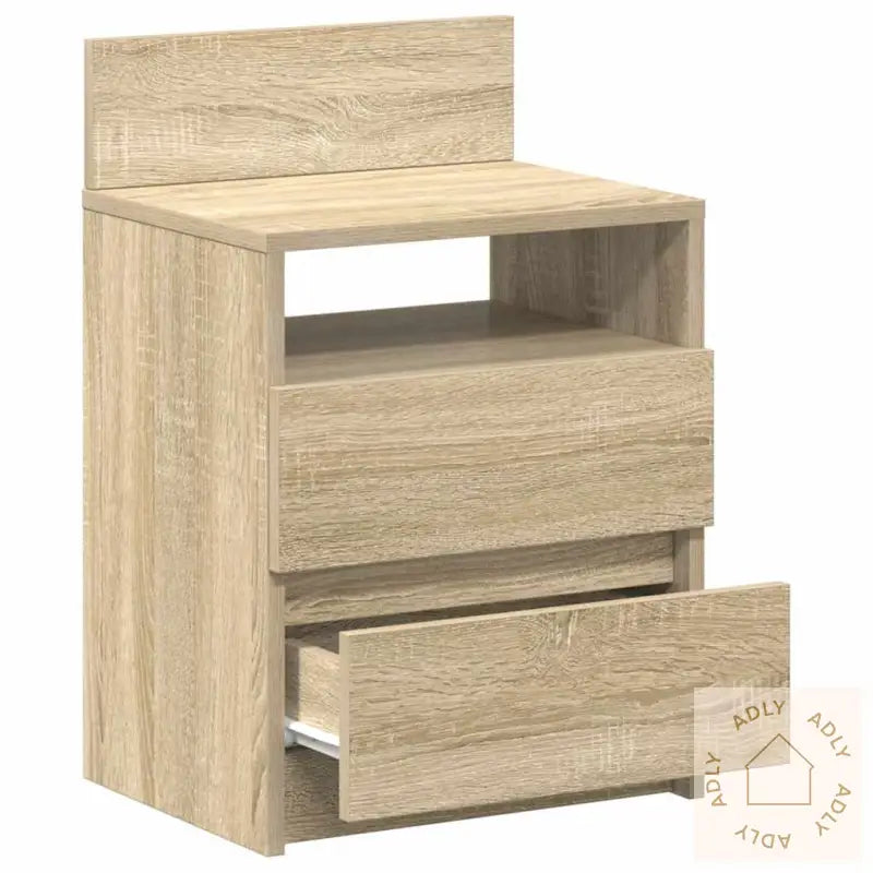 Nattbord Med 2 Skuffer Sonoma Eik 40X33X60 Cm