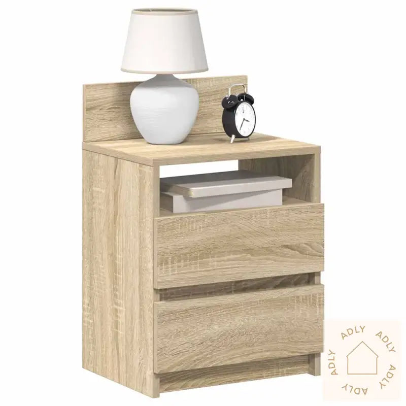 Nattbord Med 2 Skuffer Sonoma Eik 40X33X60 Cm