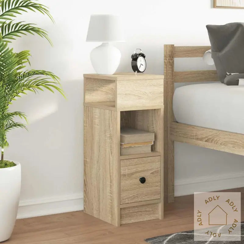 Nattbord Med Skuff Sonoma Eik 25X31X66 Cm