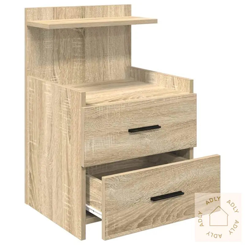 Nattbord Med 2 Skuffer Sonoma Eik 40X36,5X62 Cm