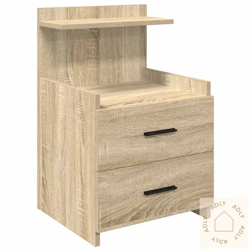 Nattbord Med 2 Skuffer Sonoma Eik 40X36,5X62 Cm