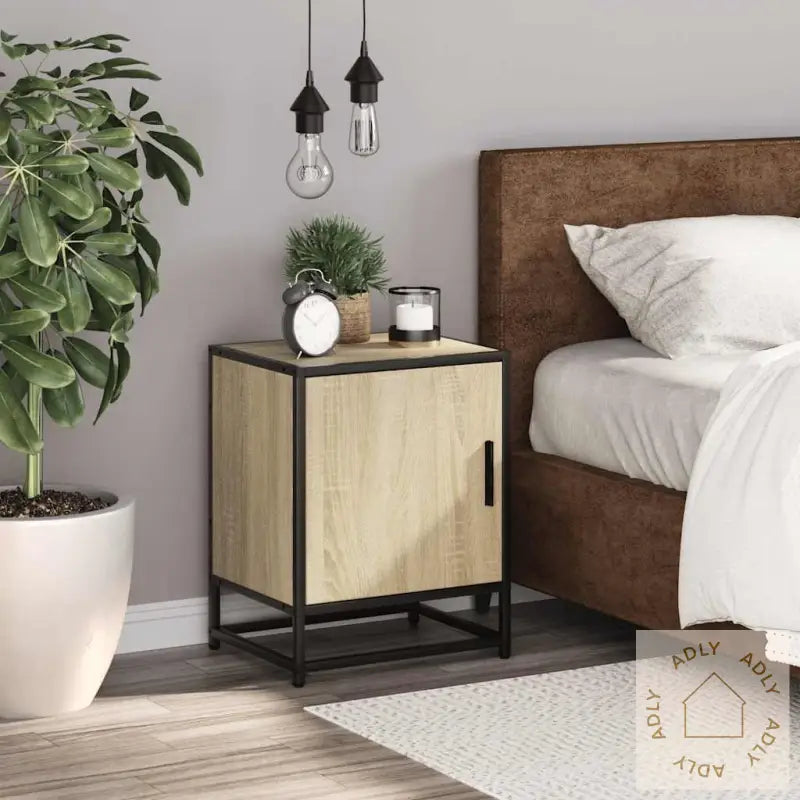 Nattbord Sonoma Eik 40X31X50 Cm Konstruert Tre Og Metall