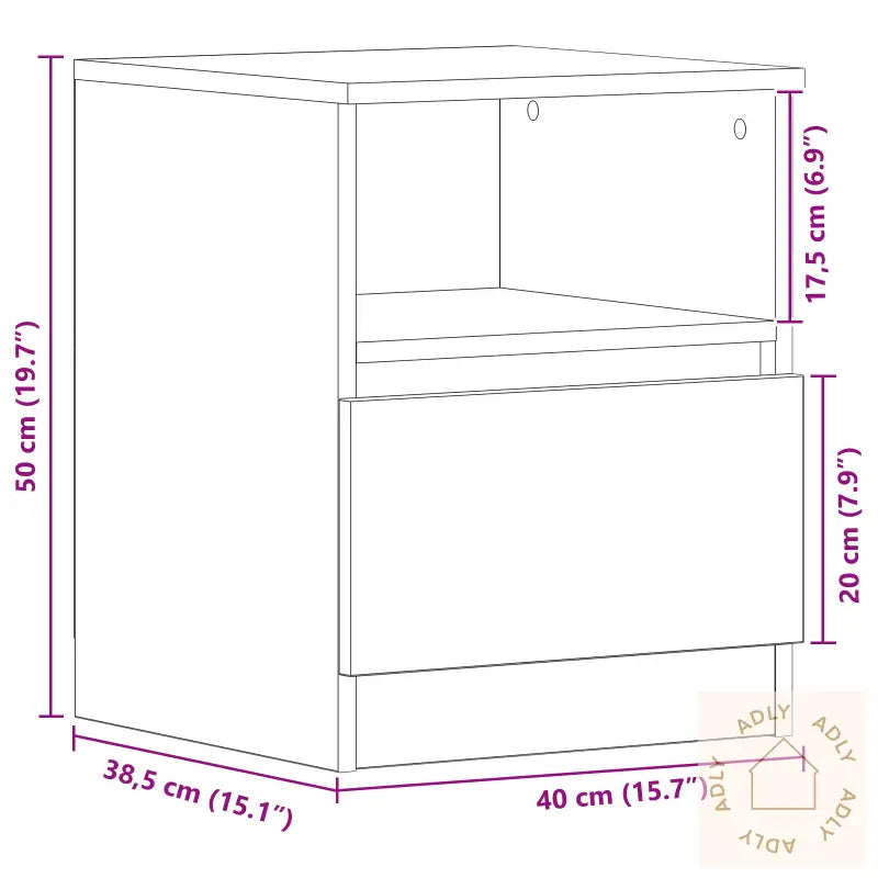 Nattbord 2 Stk Svart Eik 40X40X50 Cm Laget Av Tre