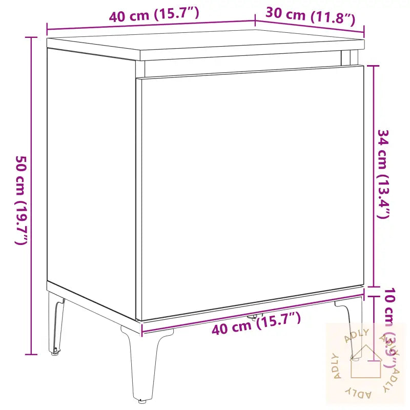 Svart Eik Nattbord Svart Eik Konstruert Tre 40 X 30 X 50 Cm