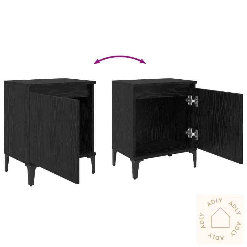 Svart Eik Nattbord Svart Eik Konstruert Tre 40 X 30 X 50 Cm