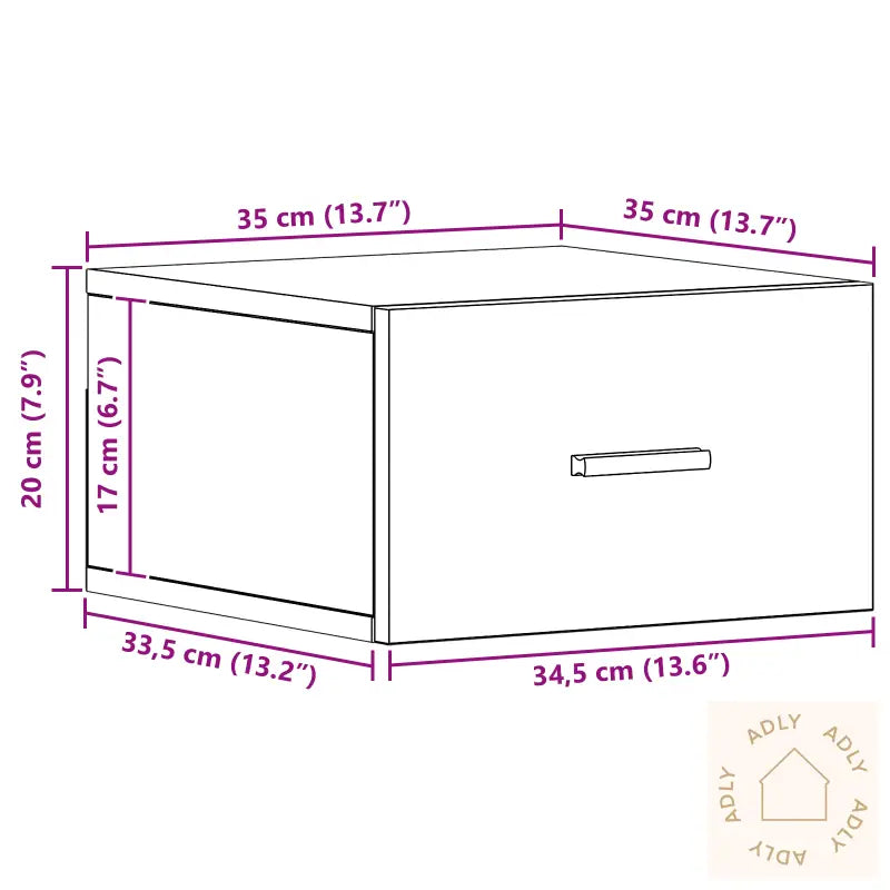 Vegghengt Nattbord Svart Eik 35X35X20 Cm