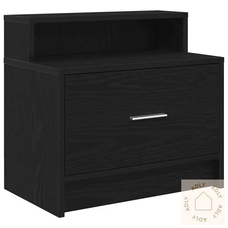 Nattbord Med Skuff 2 Stk Svart Eik 51X31X47 Cm