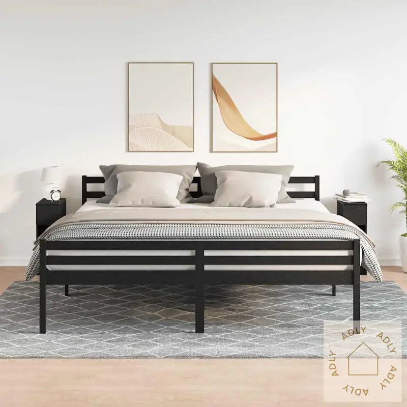 Nattbord Med Skuff 2 Stk Svart Eik 20X36X60 Cm