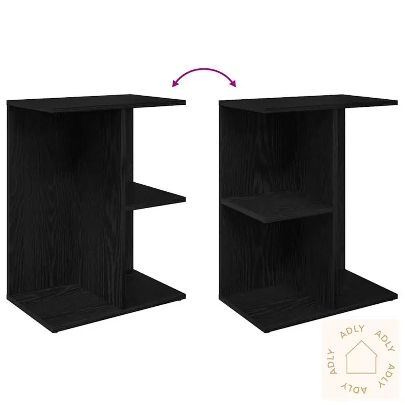 Nattbord 2 Stk Svart Eik 46,5X29X61 Cm Konstruert Tre