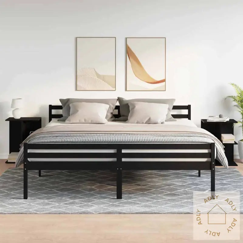 Nattbord 2 Stk Svart Eik 46,5X29X61 Cm Konstruert Tre