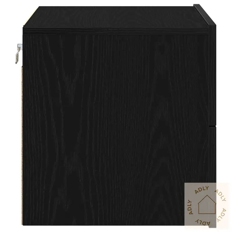 Nattbord Med Led-Lamper Veggmonterte 2 Stk Svart Eik