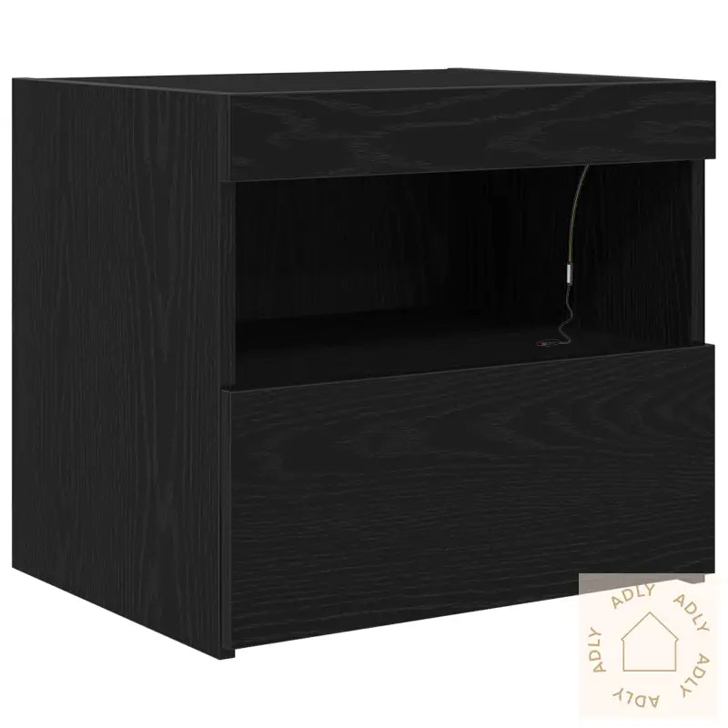 Nattbord Med Led-Lamper Svart Eik 50X40X45 Cm