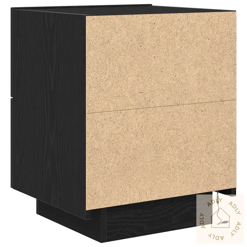 Nattbord Med Led-Lamper Svart Eik 45X40X55 Cm