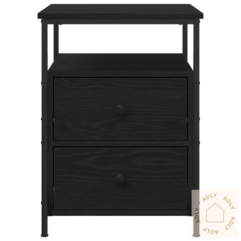 Nattbord Svart Eik 44X45X60 Cm Lagd Av Ingeniørtre Og Stål