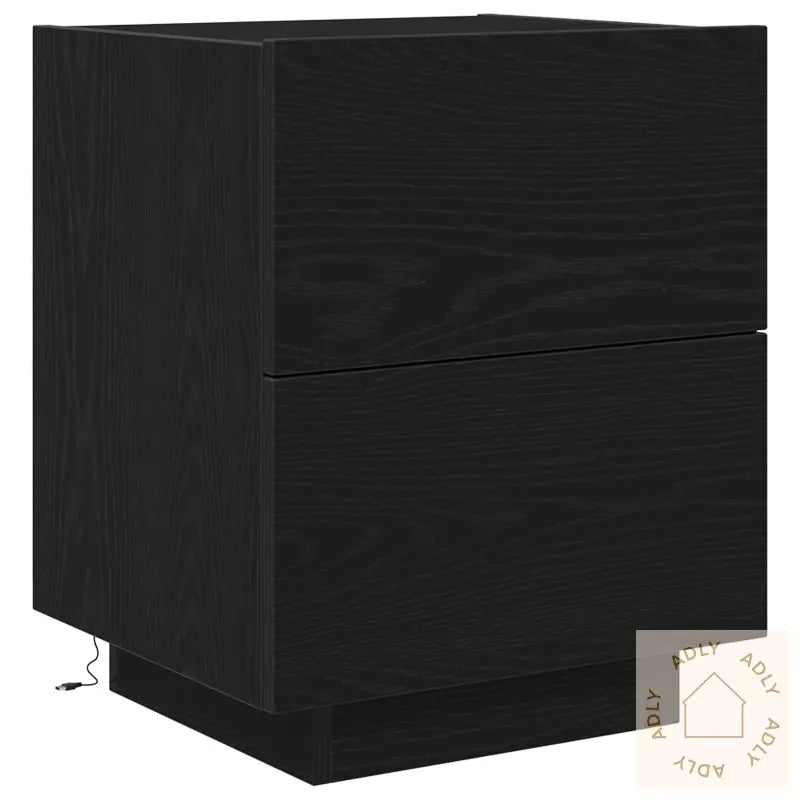 Nattbord Med Led-Lamper Svart Eik 45X40X55 Cm