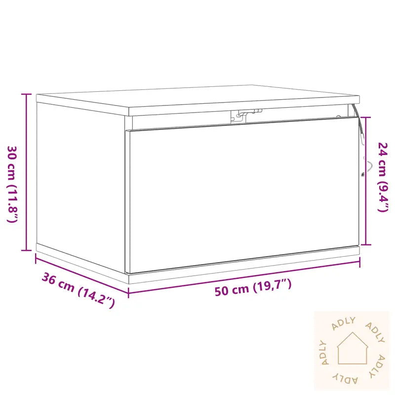 Nattbord Med Led Veggmontert Svart Eik 50X36X30 Cm