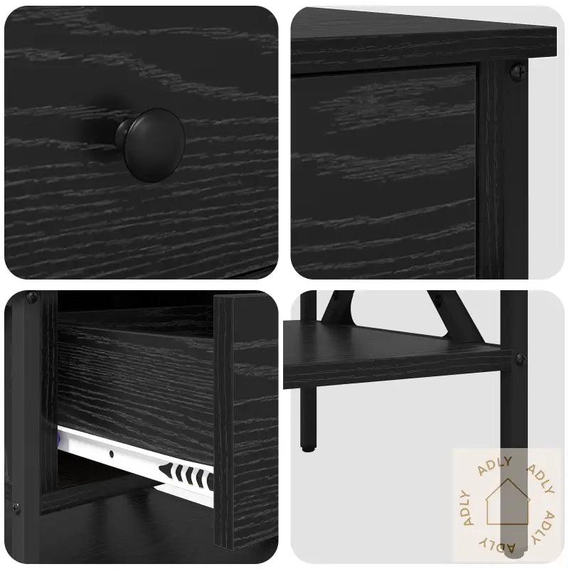 Nattbord 2 Stk Svart Eik 40X42X45 Cm Konstruksjonsbord