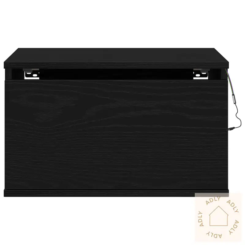 Nattbord Med Led Veggmontert Svart Eik 50X36X30 Cm