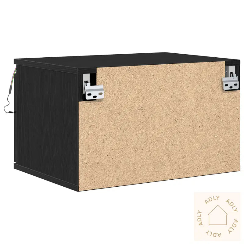 Nattbord Med Led Veggmontert Svart Eik 50X36X30 Cm