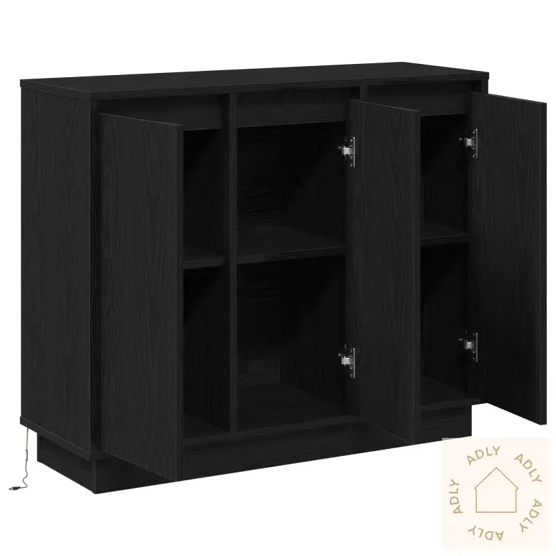 Sideboard Med Led, Svart Eik, 90X32X75 Cm, Laget Av Tre