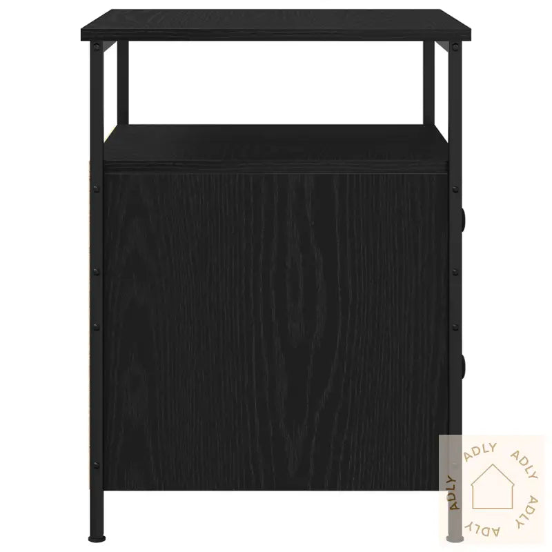 Nattbord Svart Eik 44X45X60 Cm Lagd Av Ingeniørtre Og Stål